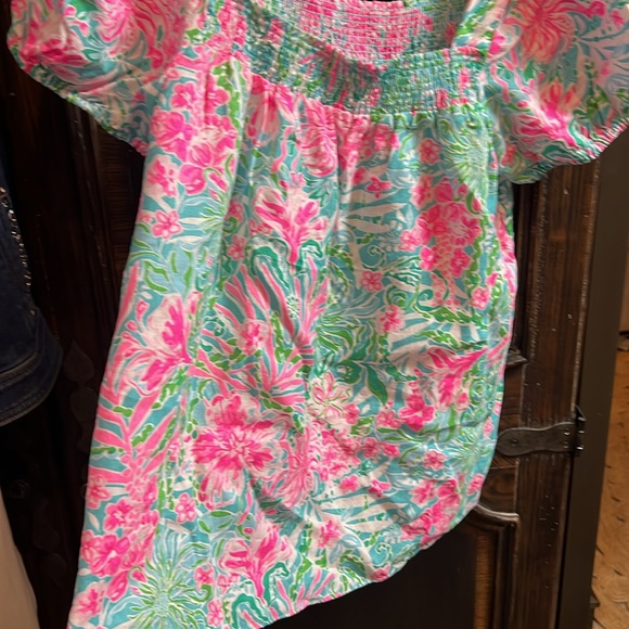 Lilly Pulitzer nesting shirt sleeve linen blouse size 12 - Picture 2 of 7